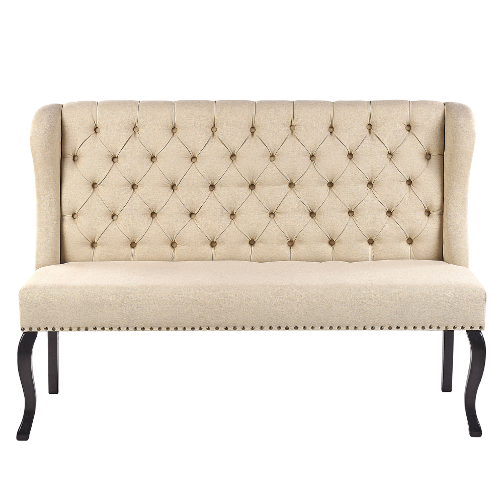 Upholstered Bench TORSBY Fabric Beige 2 Seater