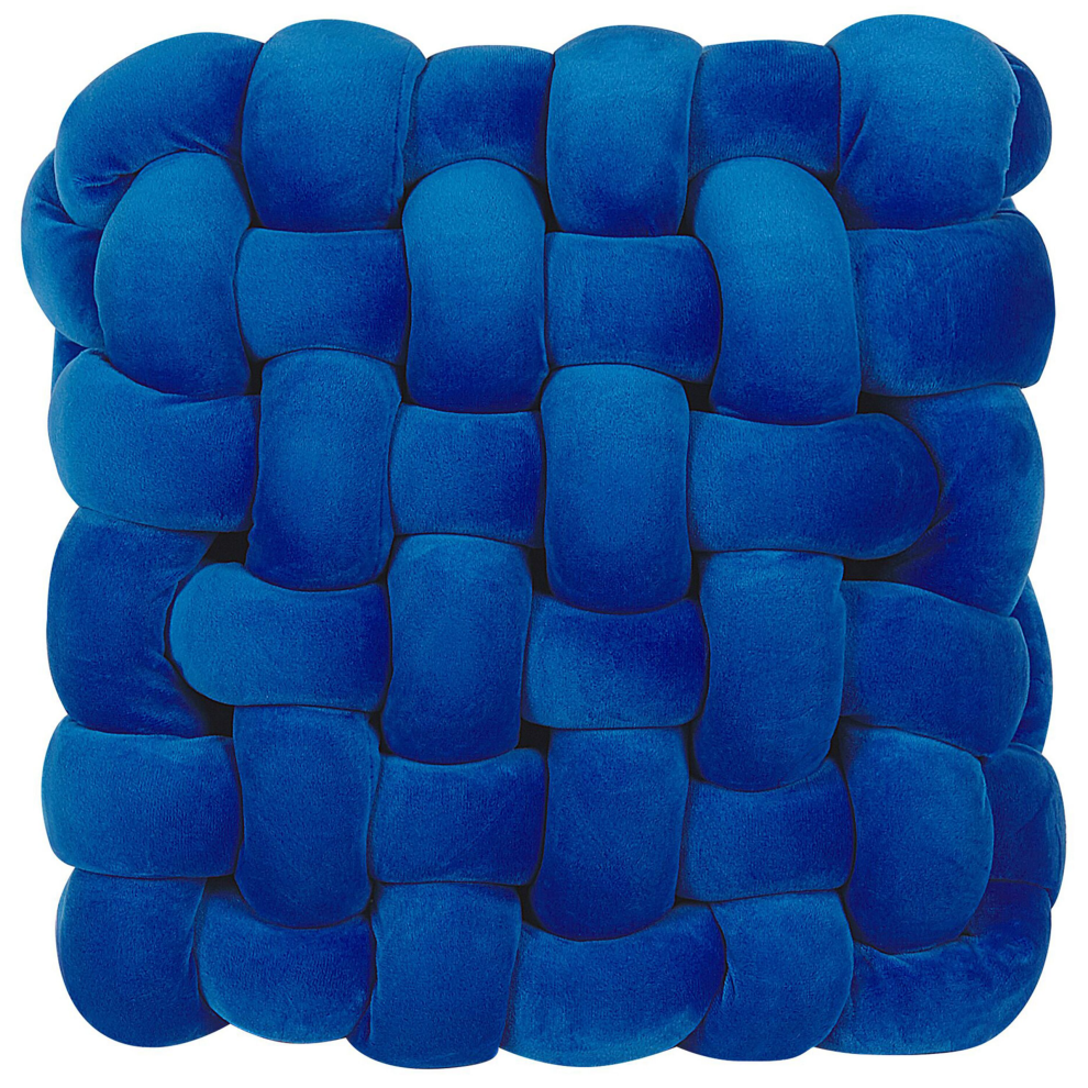 Velvet Knot Cushion 30 x 30 cm Blue SIRALI