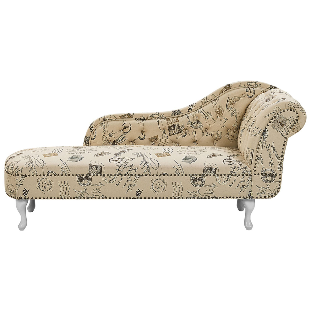 Right Hand Chaise Lounge NIMES Fabric Beige
