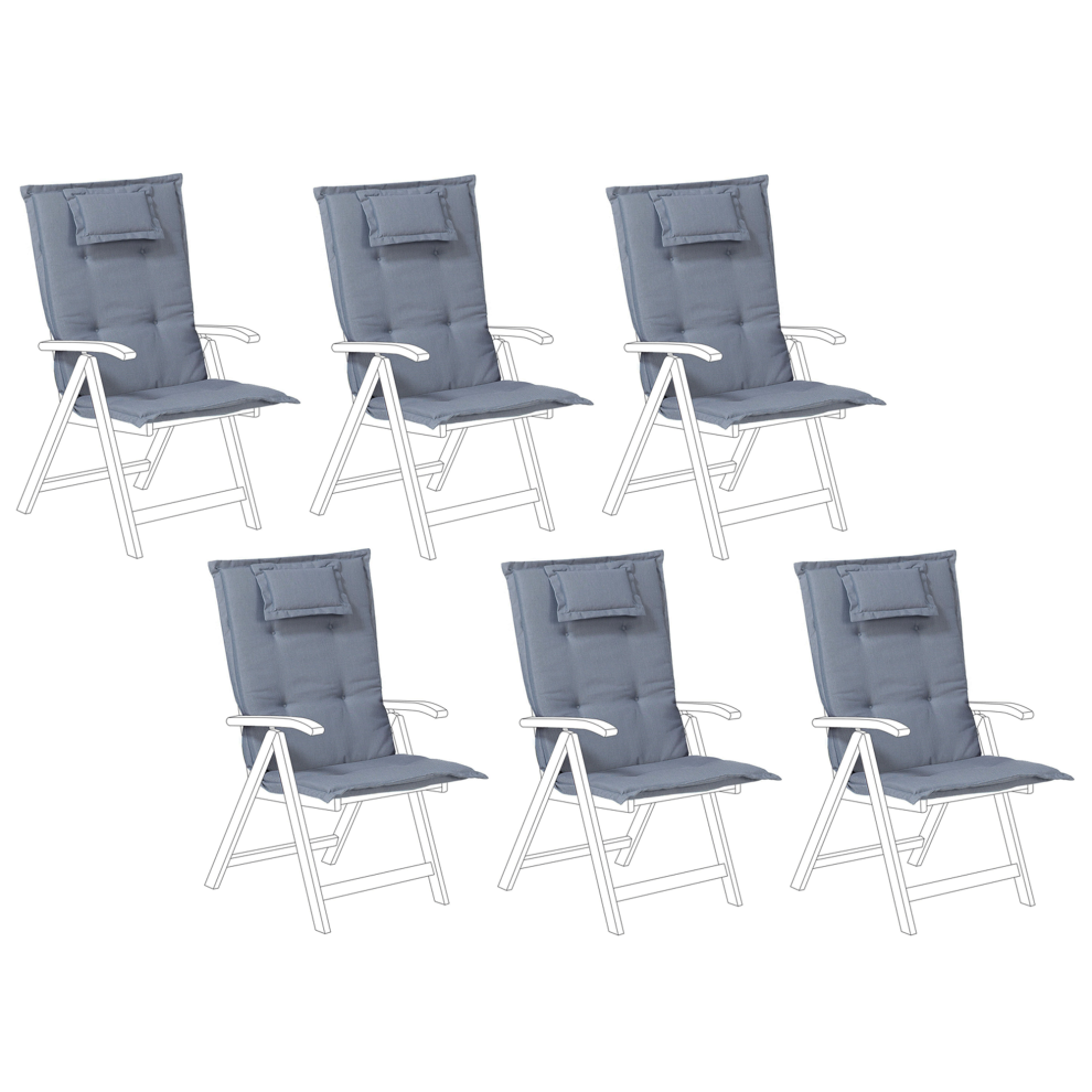 Set of 6 Back/Seat Cushions TOSCANA 50 x 70 cm Blue
