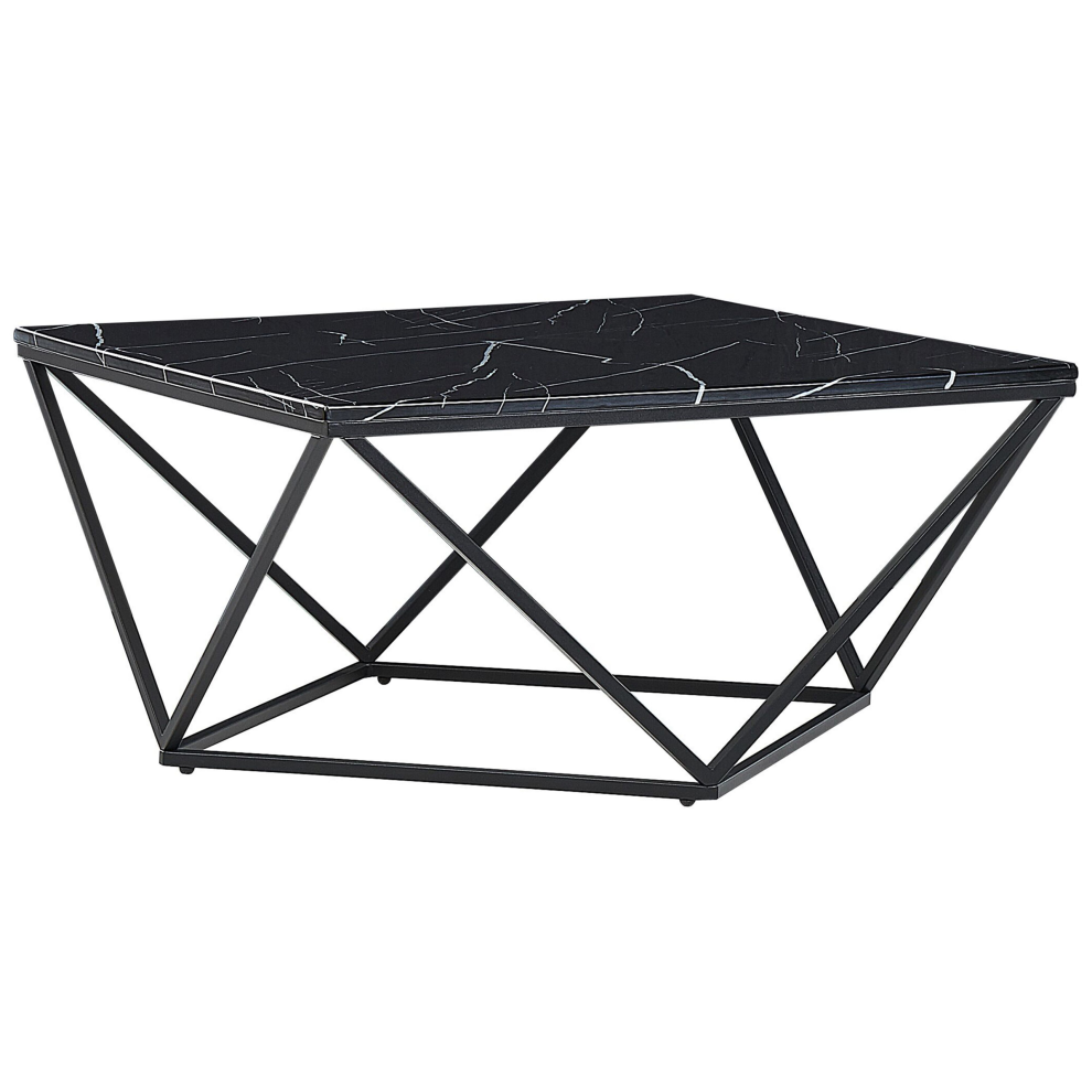 Marble Effect Coffee Table Black MALIBU