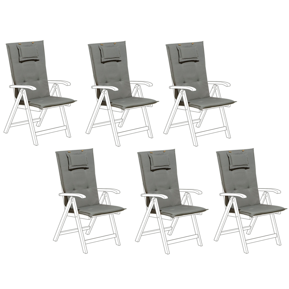 Set of 6 Back/Seat Cushions TOSCANA 50 x 70 cm Grey