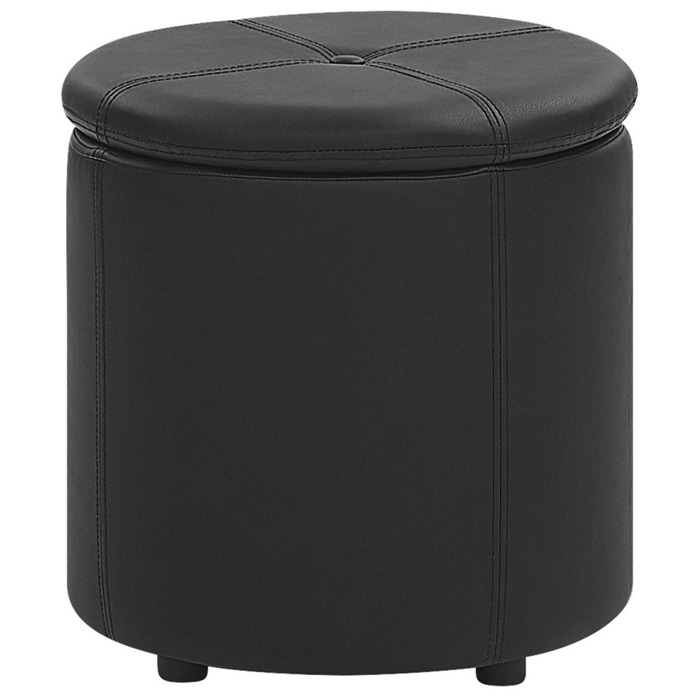 Storage Pouffe MARYLAND Faux Leather Black 38 cm 38 cm 40 cm