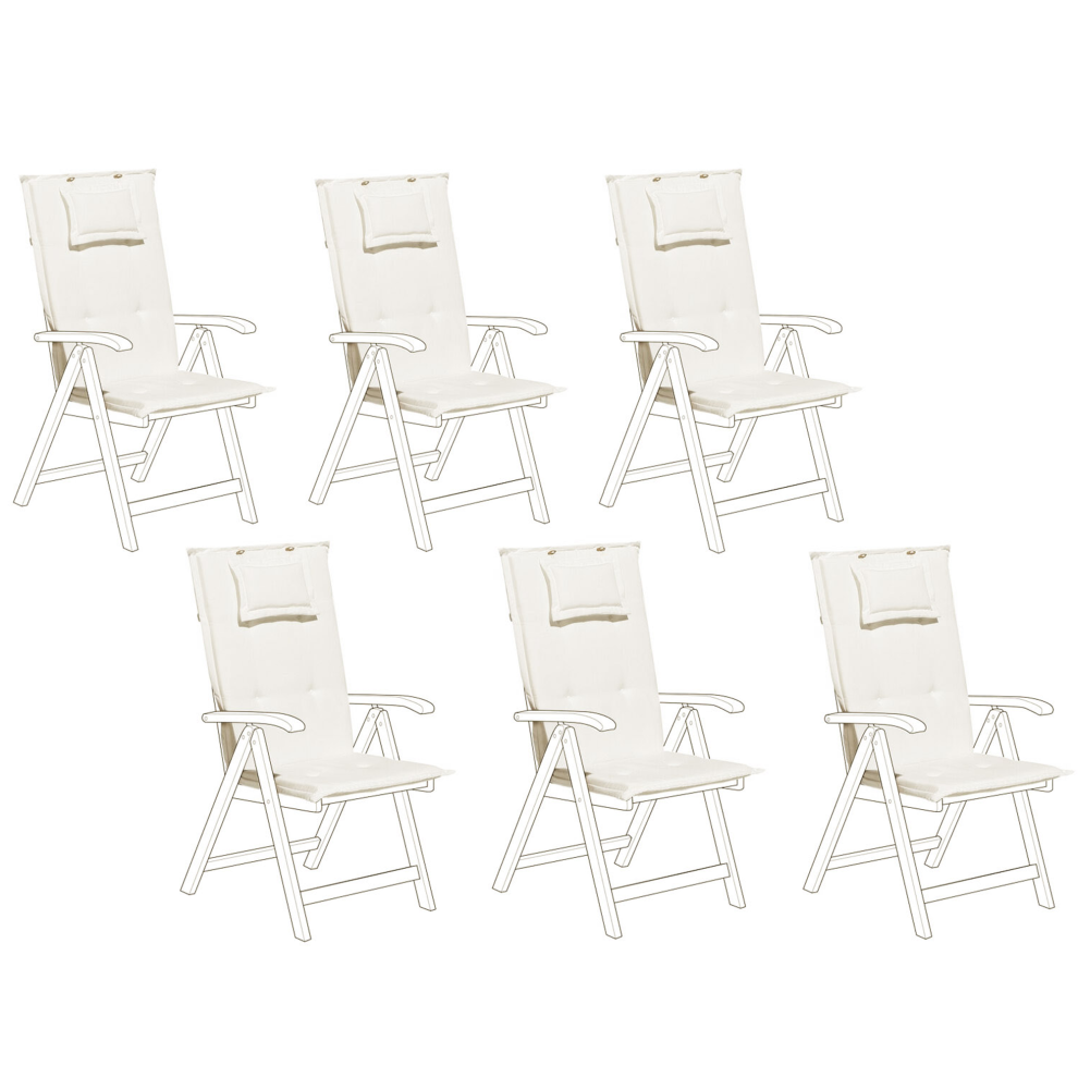 Set of 6 Back/Seat Cushions TOSCANA 50 x 70 cm Off-White