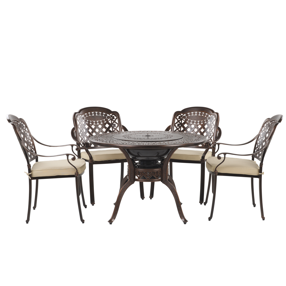 Garden Dining Set 4 Seater MANFRIA with Cushions Metal Dark Brown