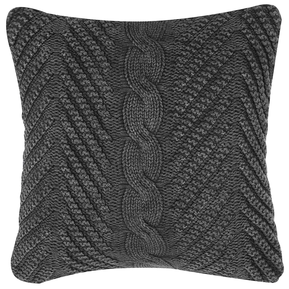Throw Cushion KONNI Cotton 45 x 45 cm Grey Chevron Pattern