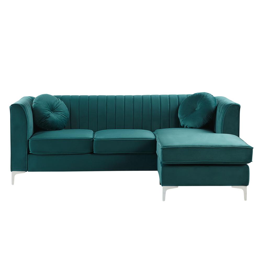 Corner Sofa 3 Seater TIMRA Velvet Green Left Hand