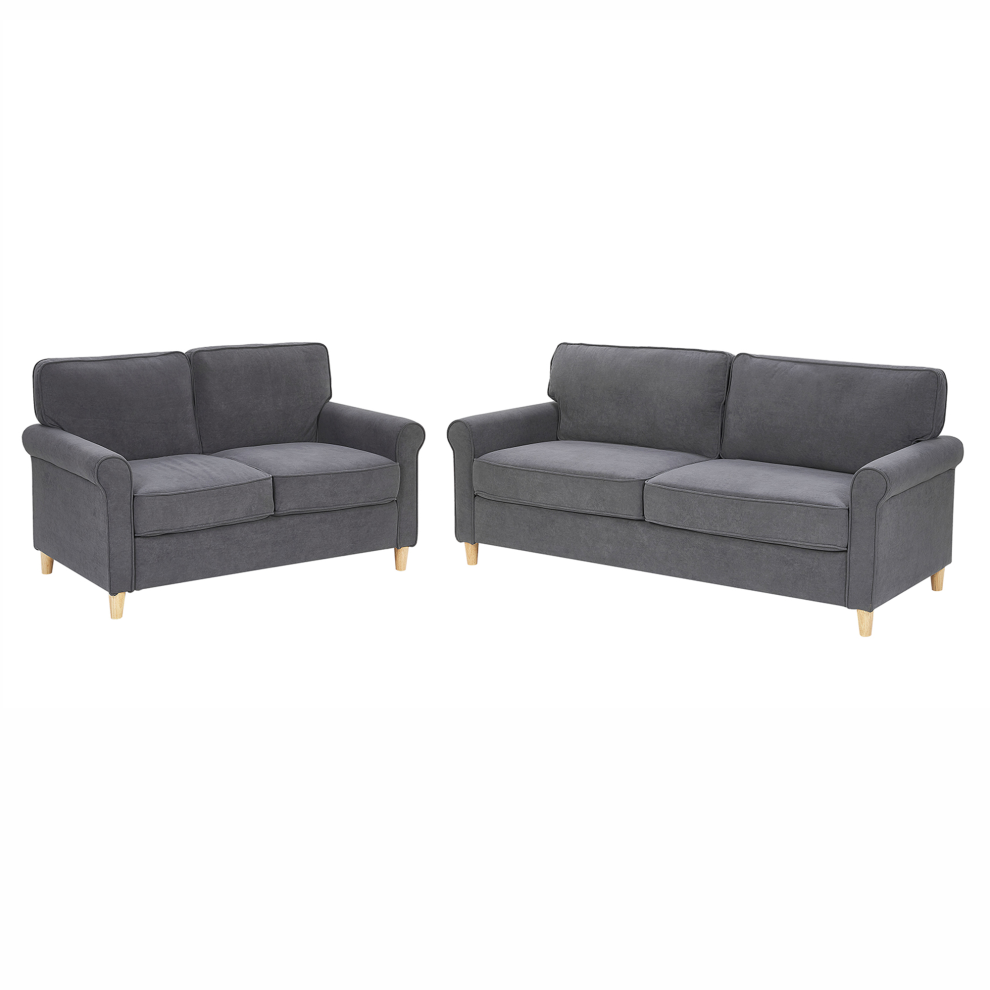 Living Room Set RONNEBY Velvet Dark Grey 5 Seater