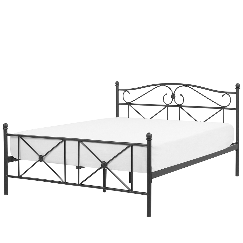 Bed Metal RODEZ 140 x 200 cm (EU Double) Black