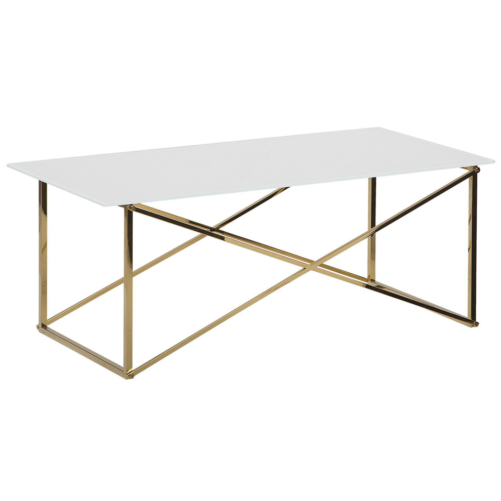 Coffee Table EMPORIA Tempered Glass White/ Gold