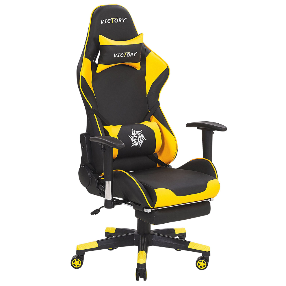 Gaming Chair Swivel VICTORY Faux Leather Yellow