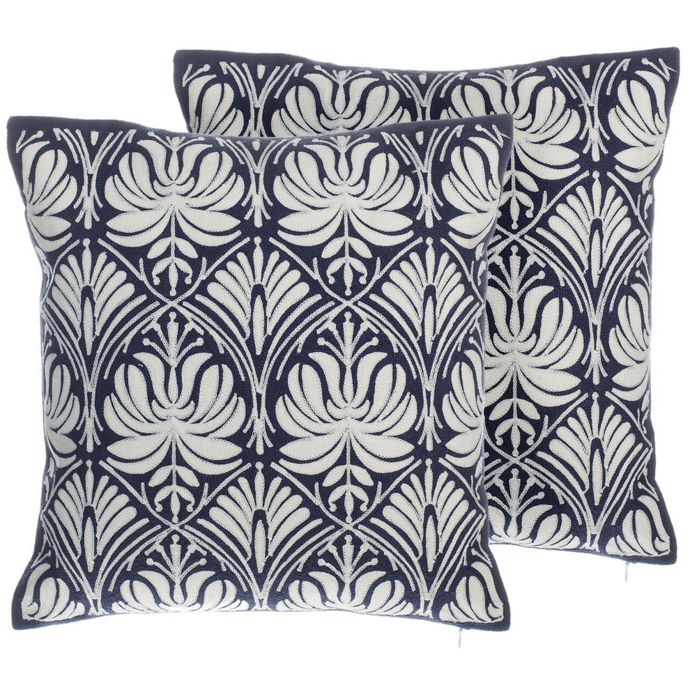 Set of 2 Decorative Cushions NEMESIA Cotton 45 x 45 cm Dark Blue Ikat