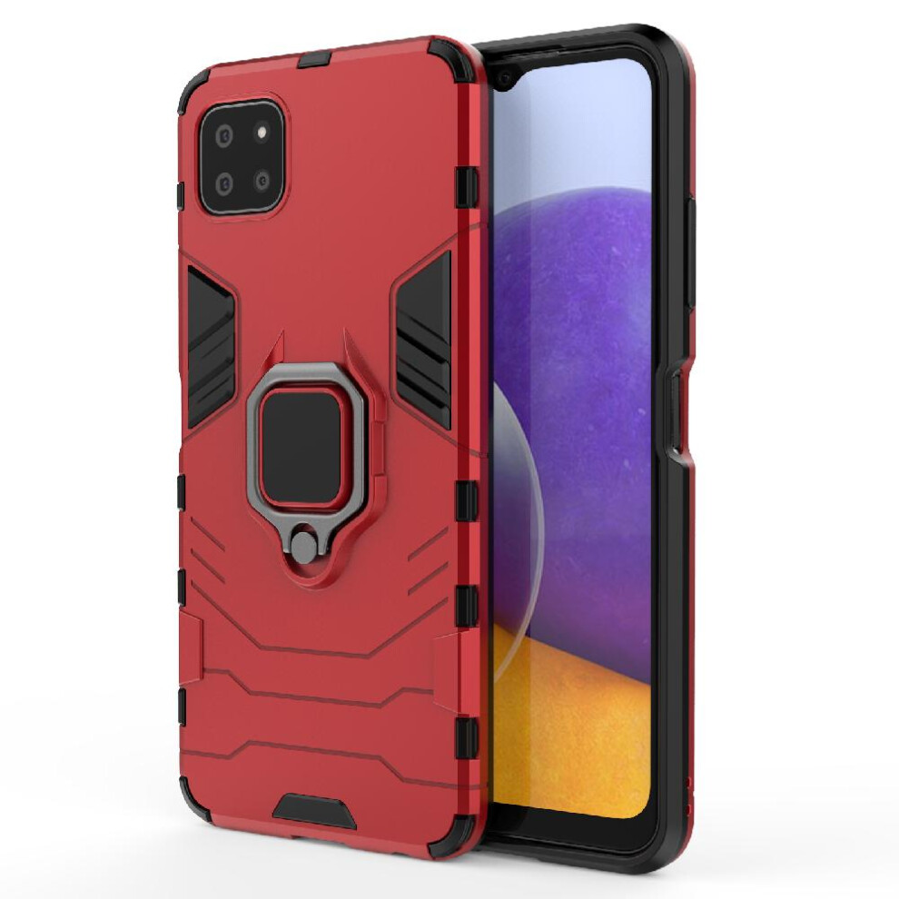 (Red) Case For Samsung Galaxy A22 5G Kickstand Shockproof Cover Military Drop Protection 360Rotating Ring Red 764762578060