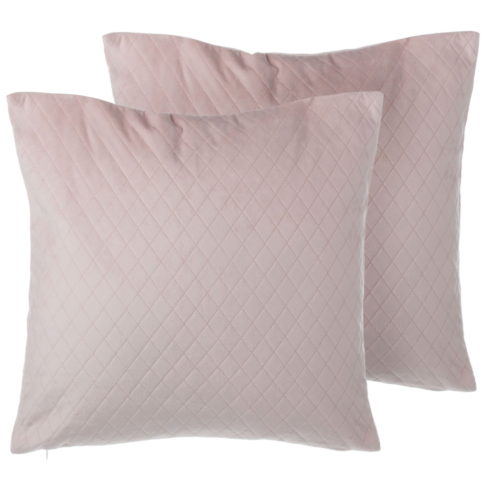 Set of 2 Decorative Cushions PASQUE Velvet 45 x 45 cm Pink Solid