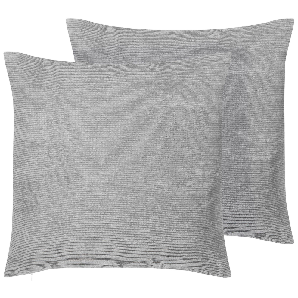 Set of 2 Decorative Cushions NOLANA 45 x 45 cm Grey Solid