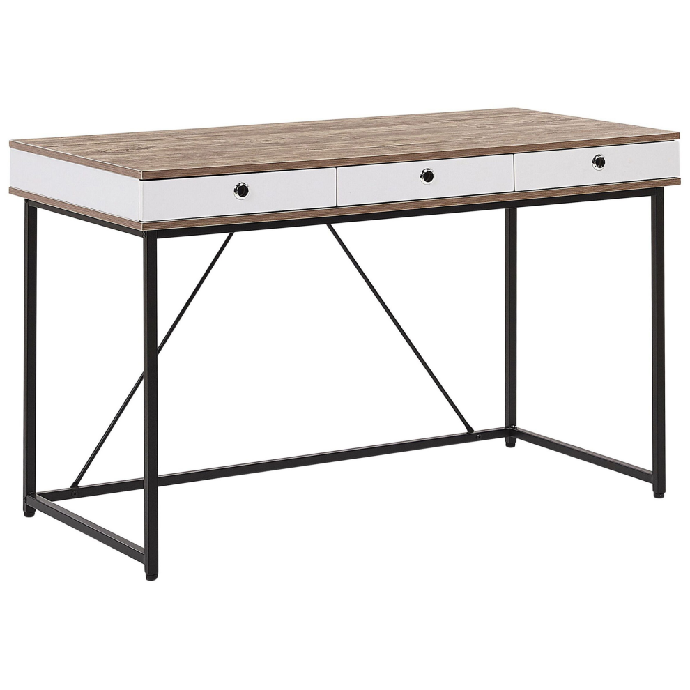 Home Office Desk HINTON Brown/ White 120 cm 60 cm with Storage