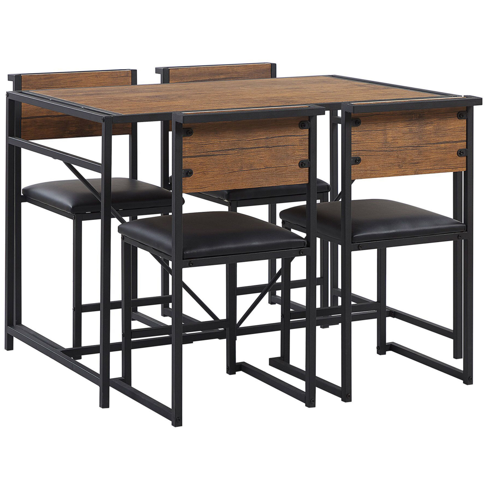 Dining Set BURTON Brown/ Black 4 Seater