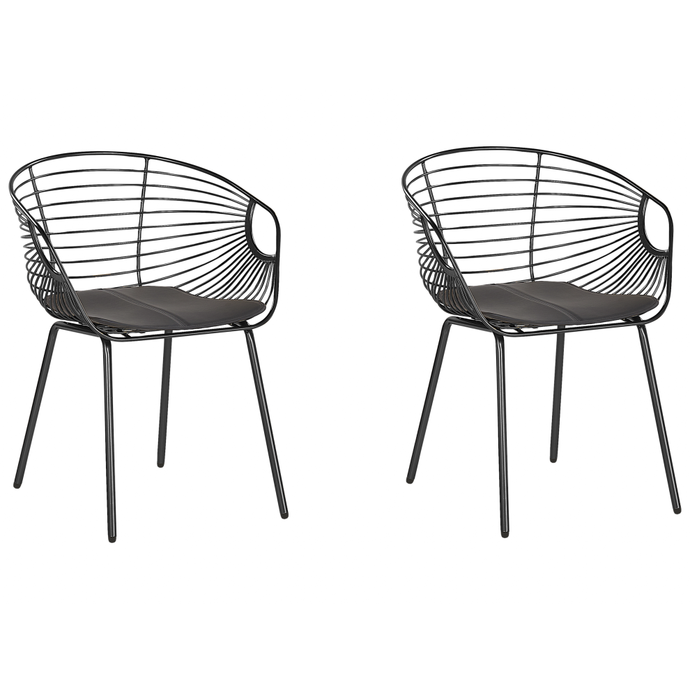 Set of 2 Dining Chairs HOBACK Metal Black