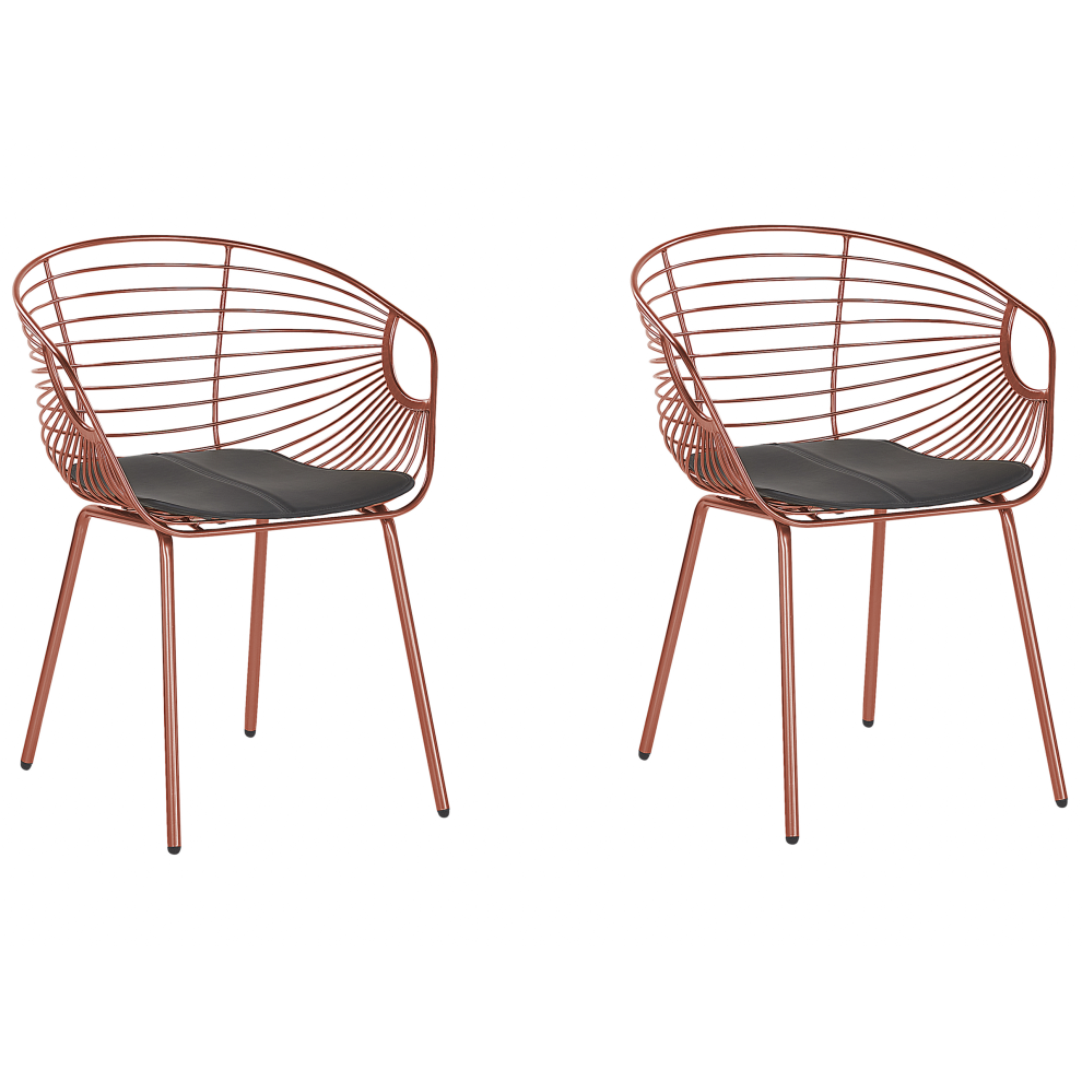 Set of 2 Dining Chairs HOBACK Metal Copper