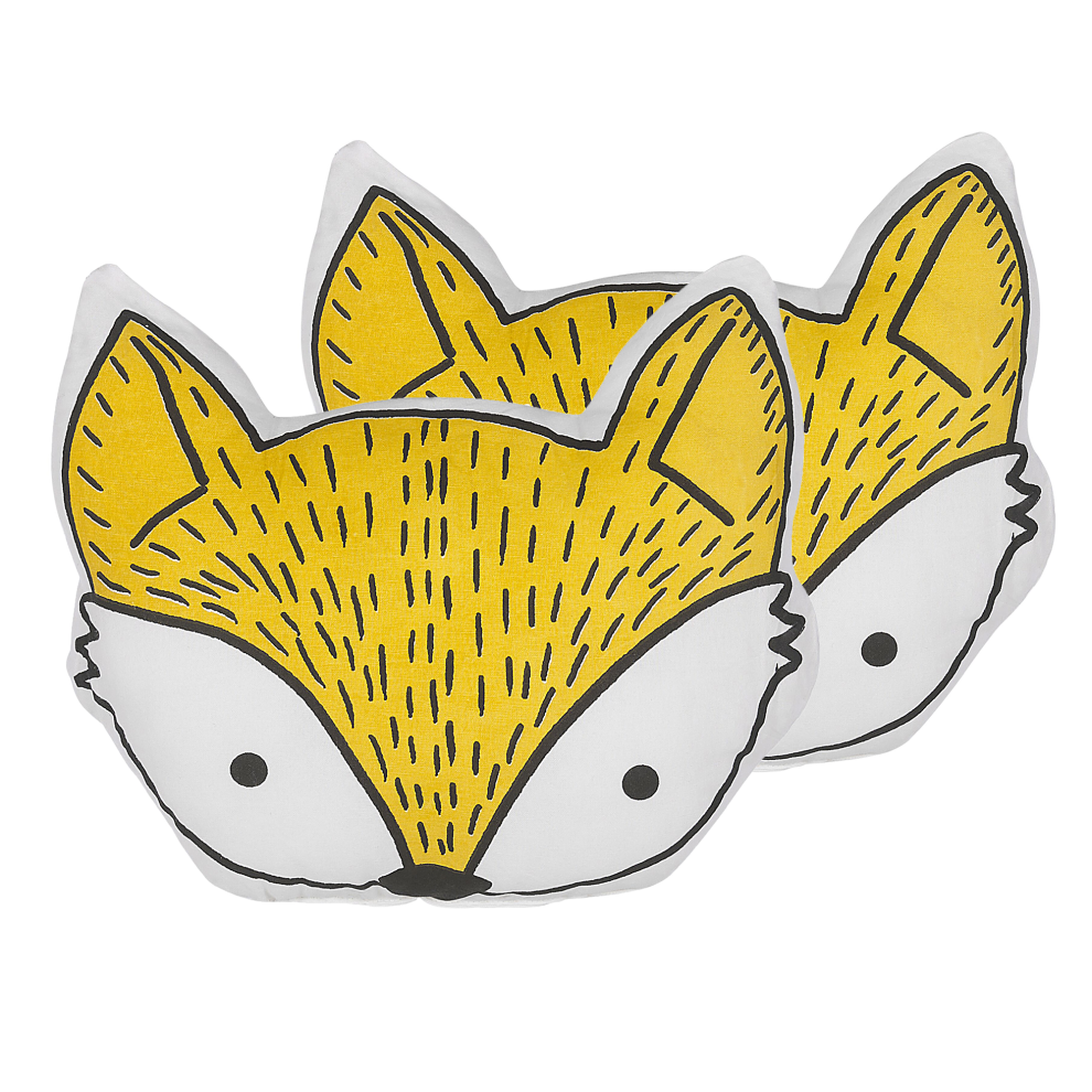 Set of 2 Cotton Kids Cushions Fox 50 x 40 cm Yellow VADODARA
