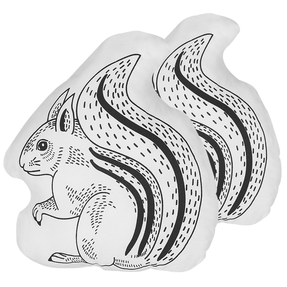 Set of 2 Cotton Kids Cushions Squirrel 42 x 48 cm Black and White KOLKATA