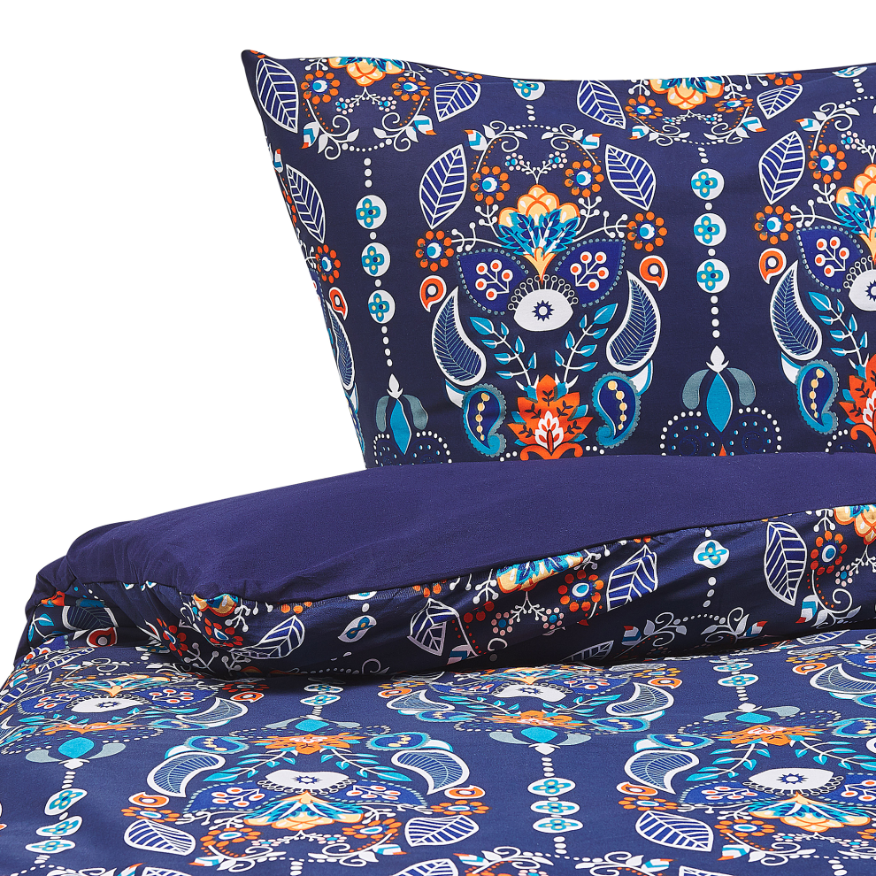 Duvet Cover Set MADRONA Sateen Cotton 135 x 200 cm Dark Blue