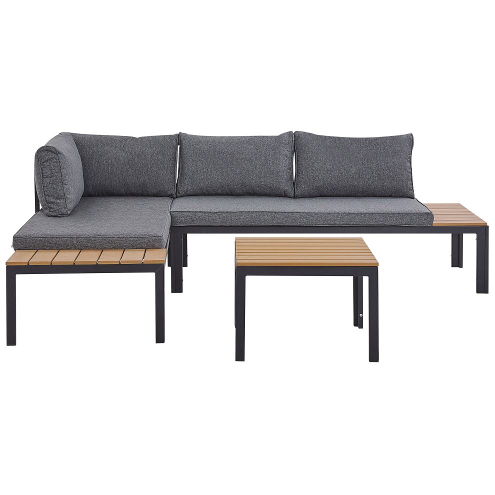 Garden Corner Sofa with Table 4 Seater PIENZA Right Hand Modular Grey