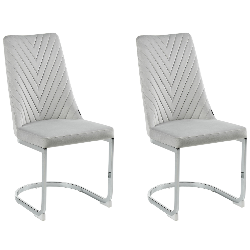 Set of 2 Dining Chairs ALTOONA Velvet Grey