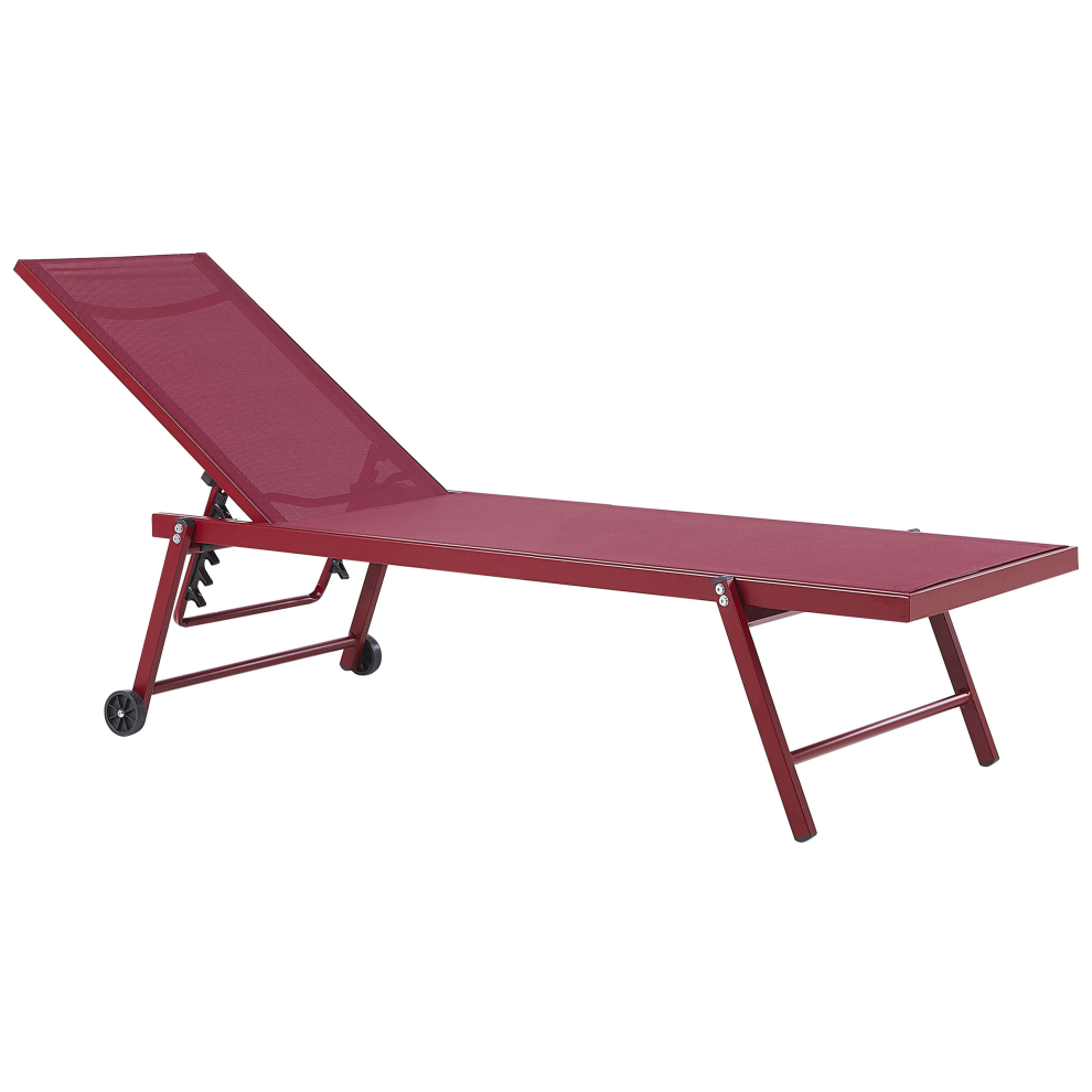 Sun Lounger PORTOFINO Reclining Metal Burgundy