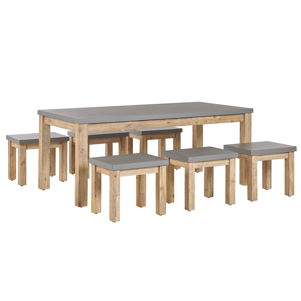 Garden Dining Set with Stools 6 Seater OSTUNI Concrete Grey