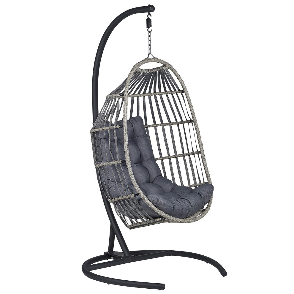 Hanging Chair with Stand SESIA PE Rattan Dark Grey