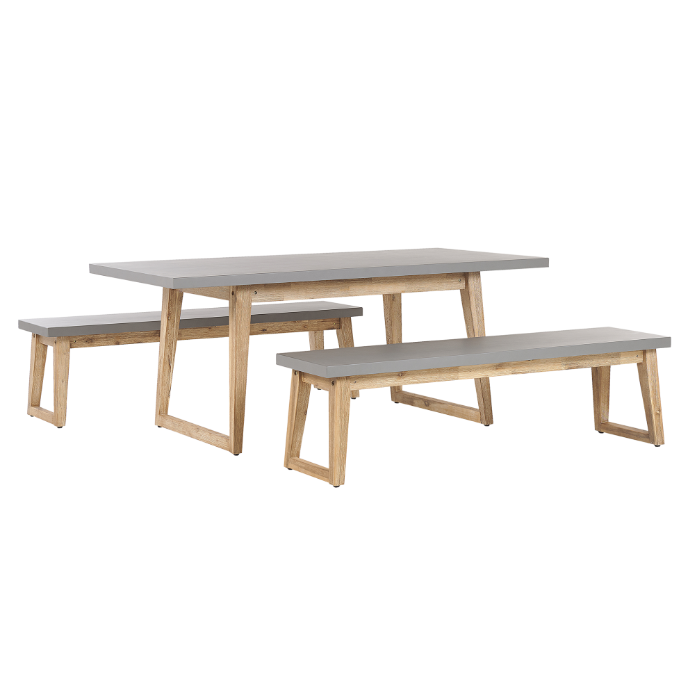 Garden Dining Set with Benches 6 Seater ORIA Concrete Grey