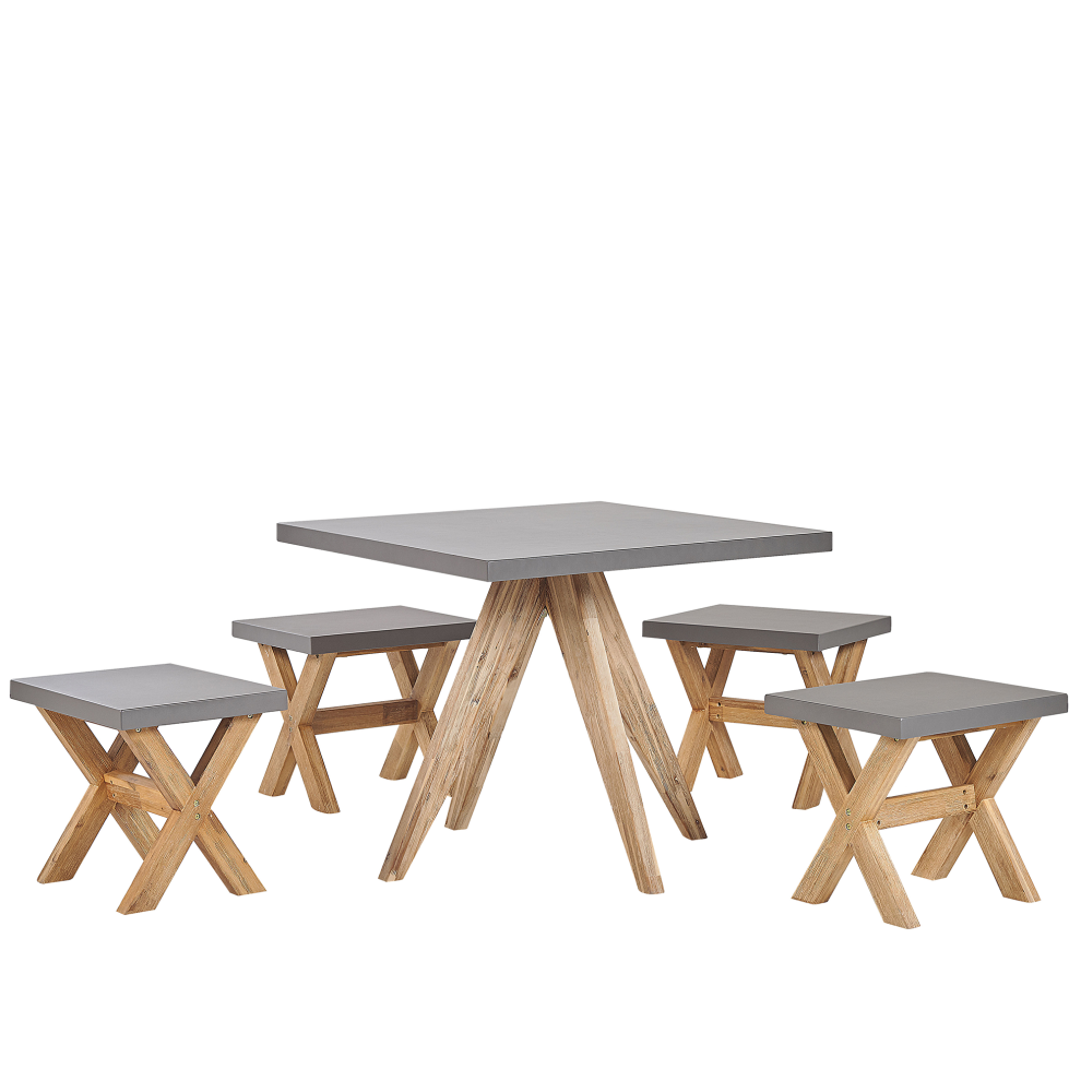 Garden Dining Set with Stools 4 Seater OLBIA Concrete Grey