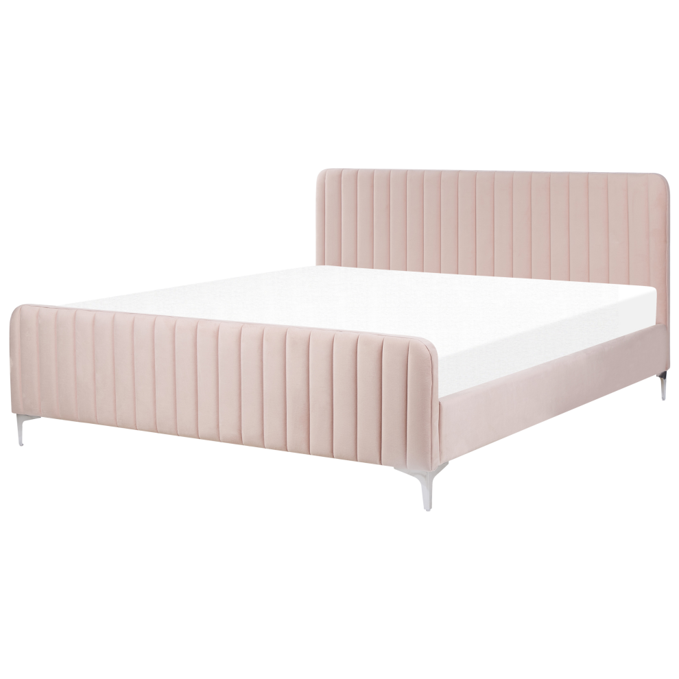 Bed Velvet LUNAN 180 x 200 cm (EU Super King) Pastel Pink