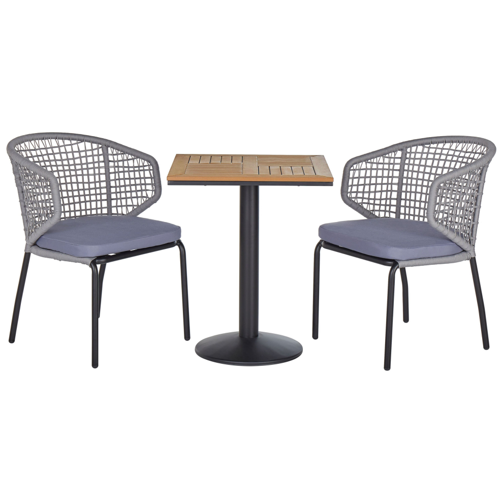Bistro Set with Cushions PALMI Metal Grey