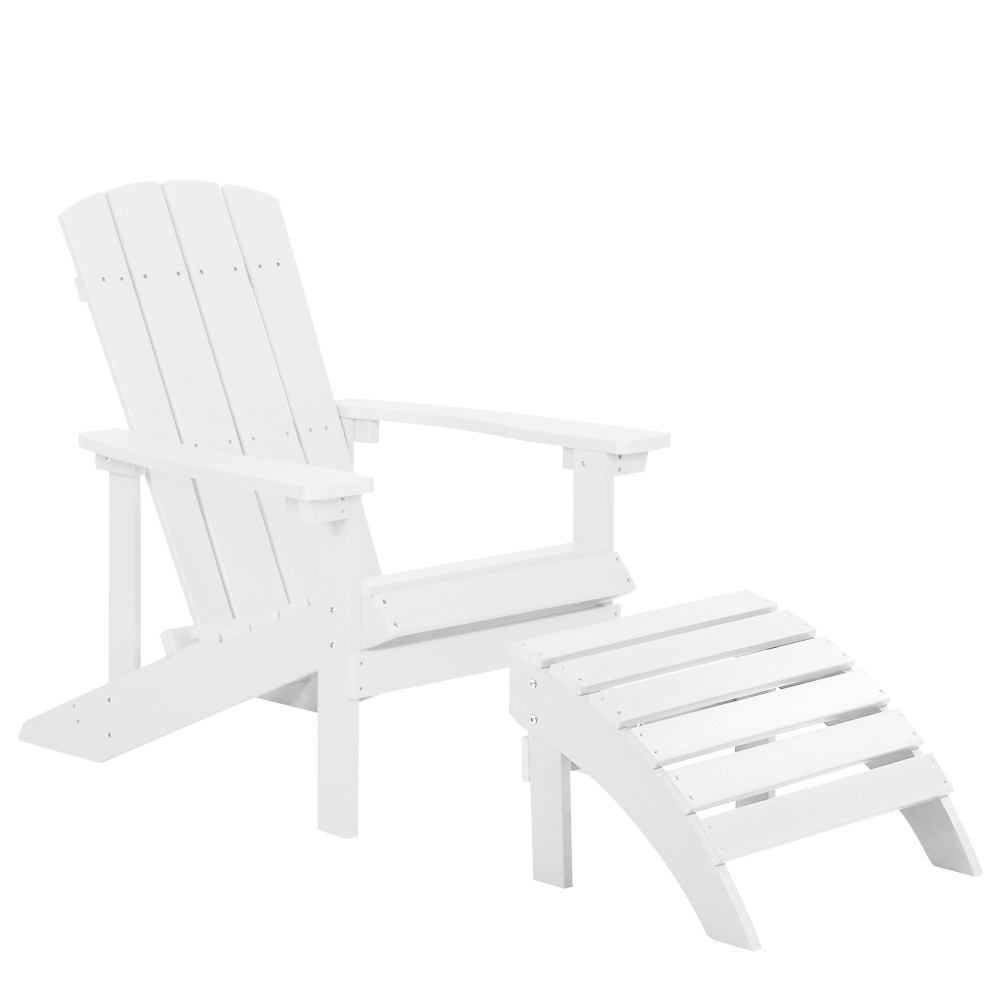 Garden Chair ADIRONDACK with Footstool White