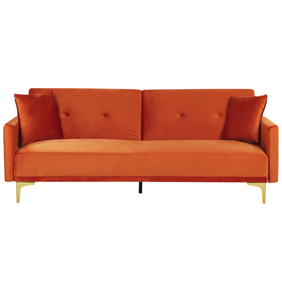 Velvet Sofa Bed Orange LUCAN