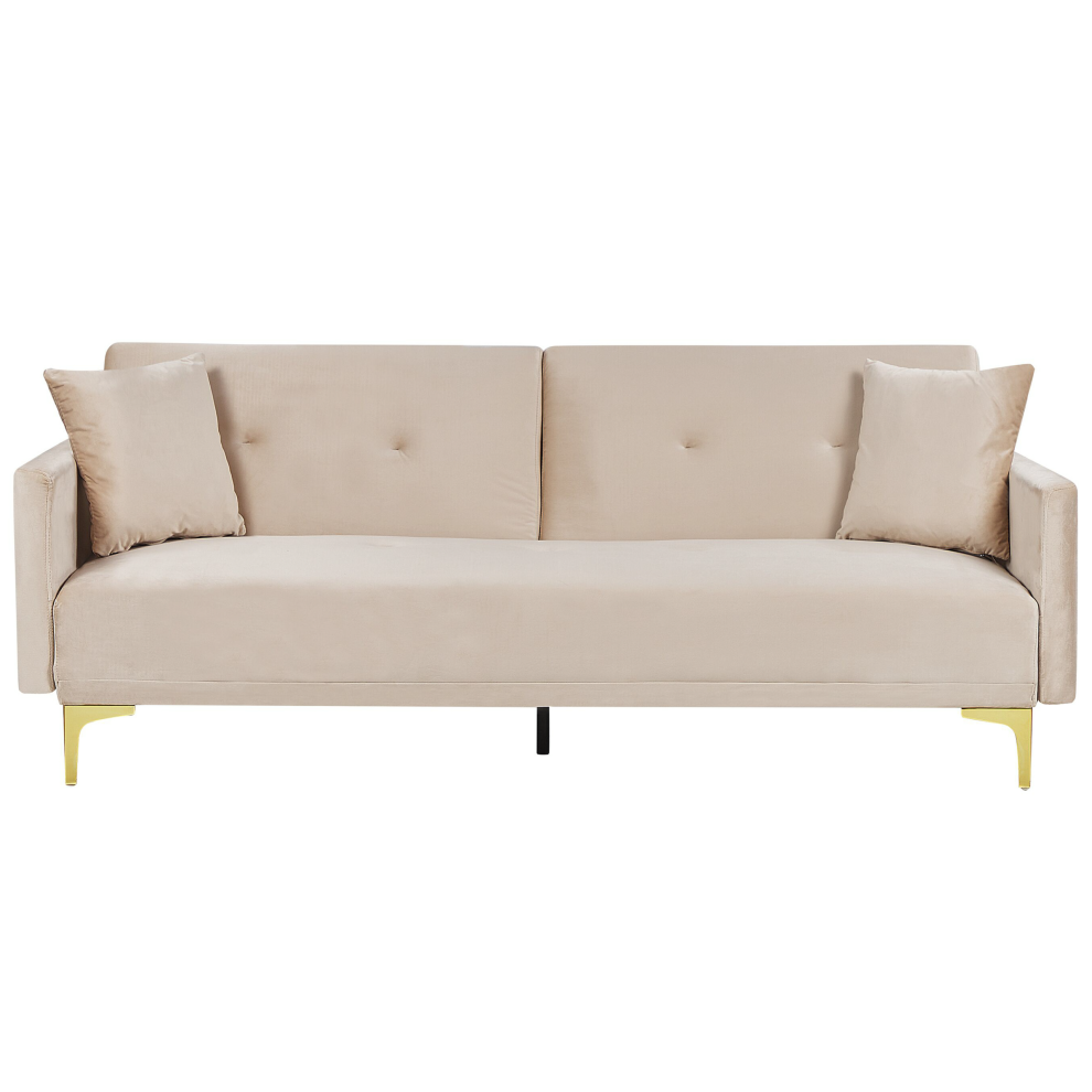 Sofa Bed LUCAN Velvet Beige 3 Seater
