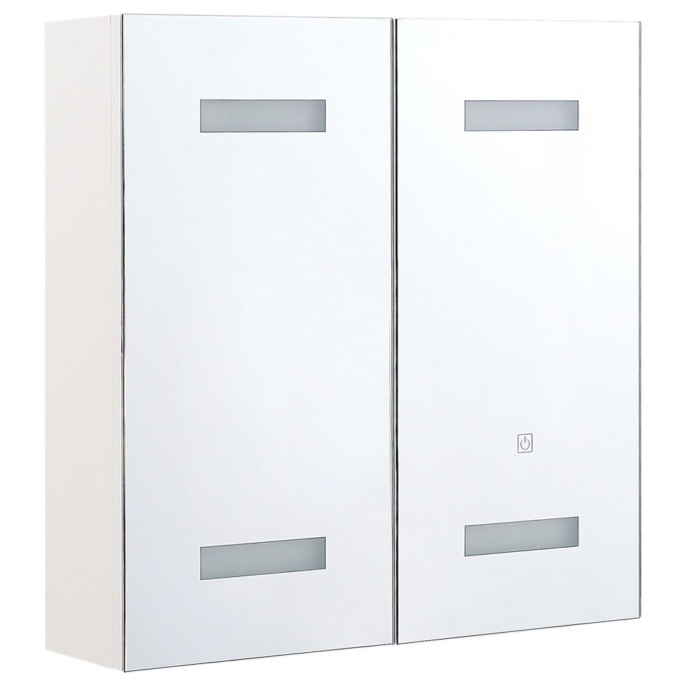 Bathroom Wall Mounted Mirror Cabinet LED TALAGAPA 60 cm 60 cm White