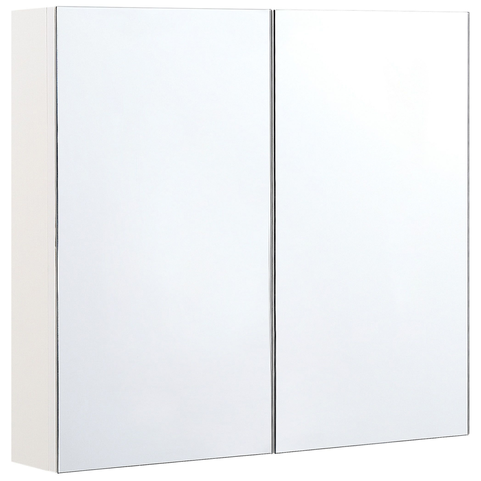 Bathroom Wall Mounted Mirror Cabinet NAVARRA 80 cm 70 cm White