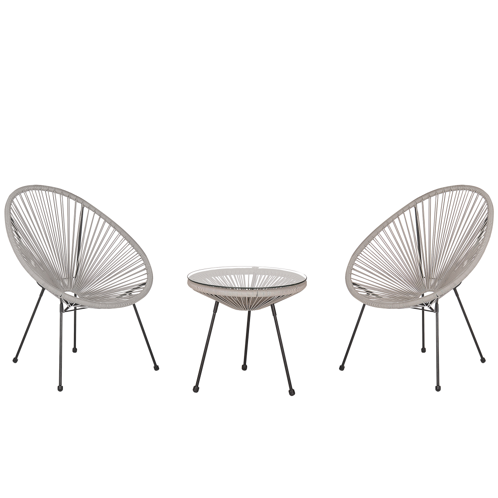 Bistro Set ACAPULCO II PE Rattan Light Grey