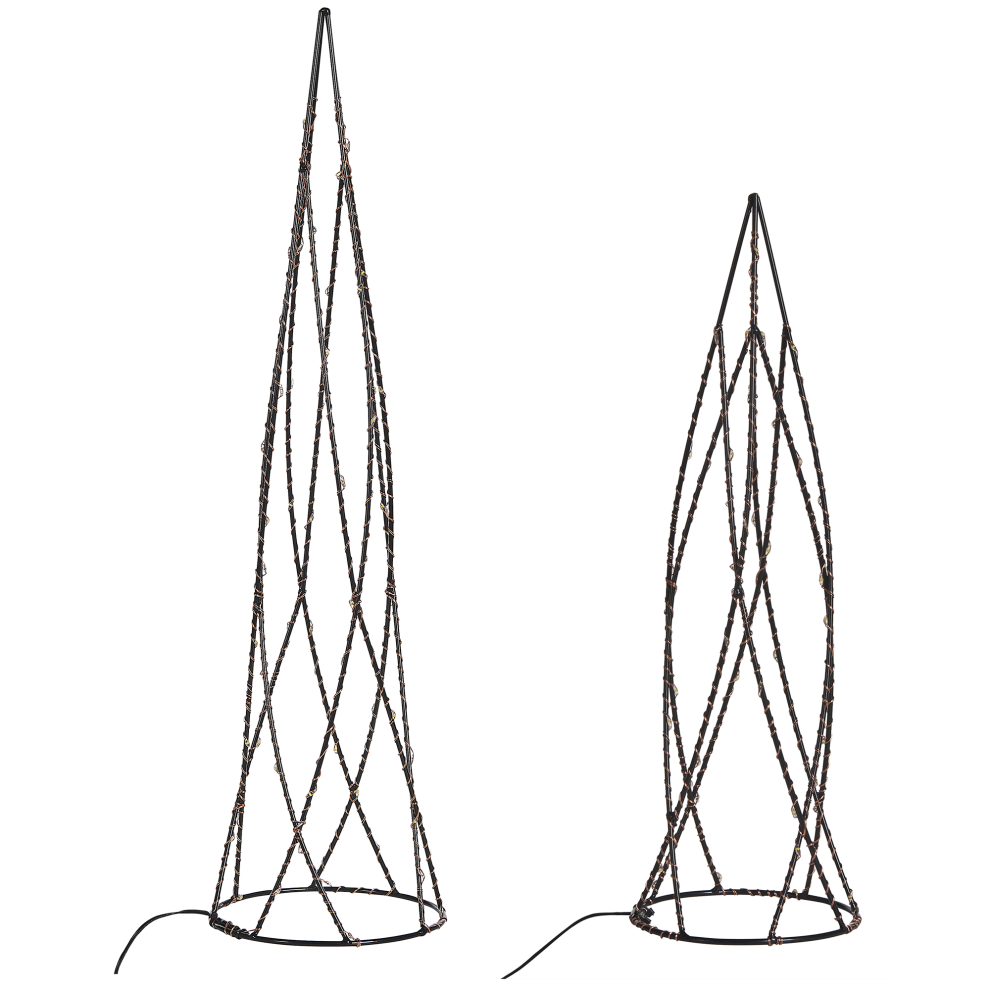 Set of 2 LED Decorative Figurines Christmas Tree Black NEIDEN