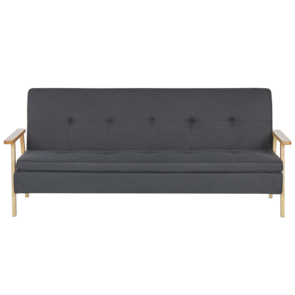 Sofa Bed TJORN Fabric Dark Grey 3 Seater