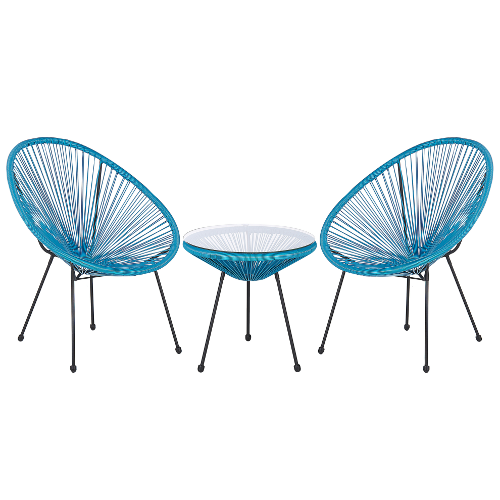 Bistro Set ACAPULCO II PE Rattan Blue