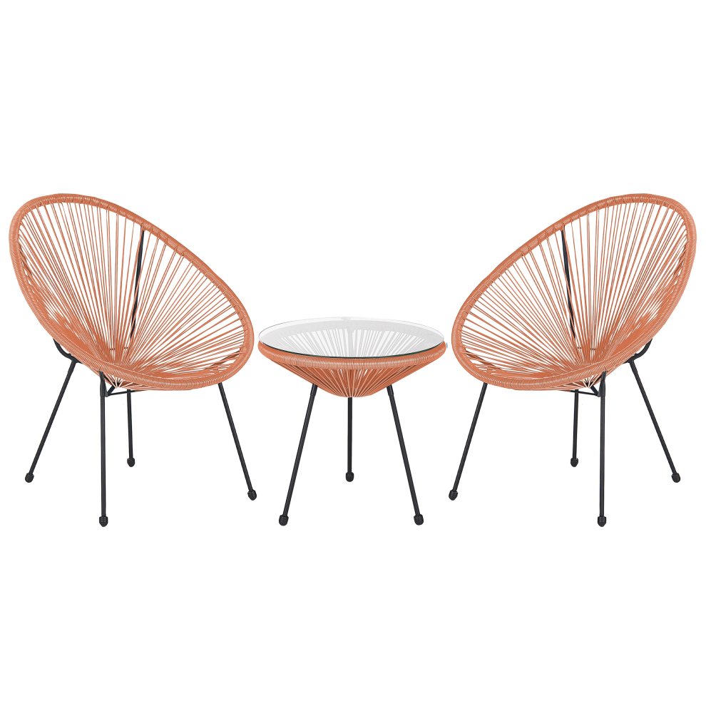 Bistro Set ACAPULCO II PE Rattan Orange