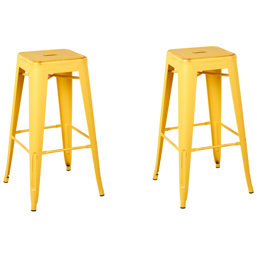 Set of 2 Bar Stools CABRILLO Metal Yellow