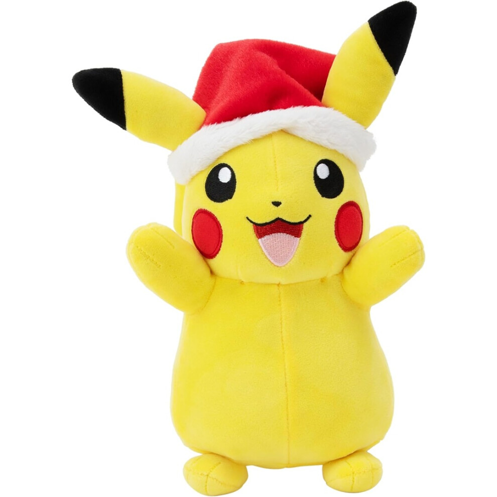 8" Plush Holiday Pikachu With Santa Hat