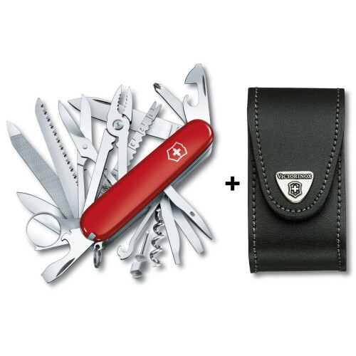 Victorinox (red/black) Victorinox SWISS CHAMP Swiss army knife bundle pack - with free Victorinox pouch