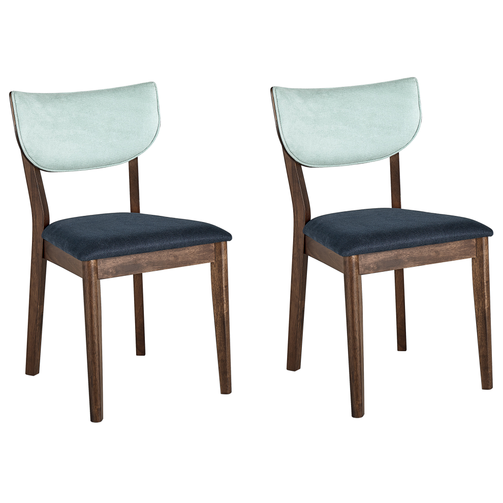Set of 2 Dining Chairs MOKA Wood Dark Blue