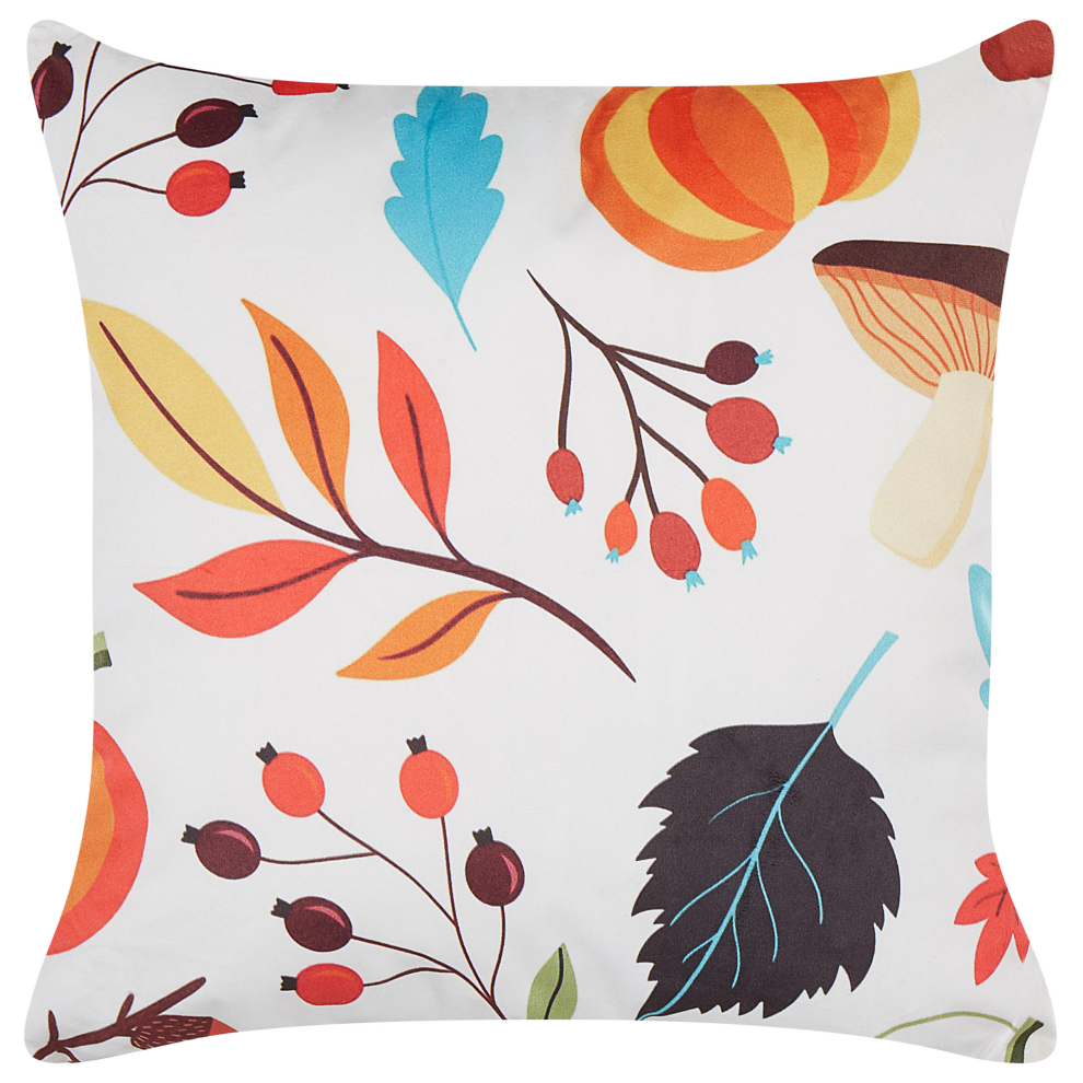 Throw Cushion VISCARIA Velvet 45 x 45 cm Multicolour Plant Pattern